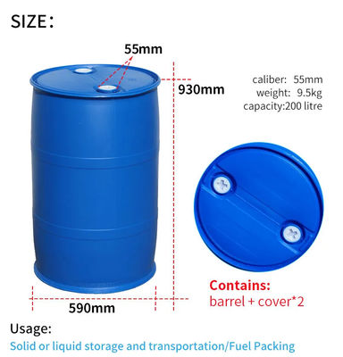 HDPE ein 55 Gallonen-blauer Trommelkörper fertigte 200 Liter ISO9001 besonders an
